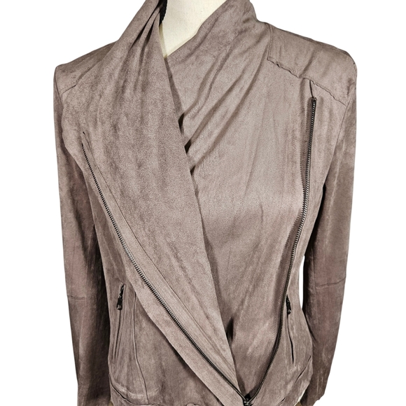 Kut From The Kloth Faux Seude Zip Up Jacket, Grey, Medium - Picture 3 of 16